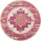 Homeroots 4 ft. Round Ivory & Fuchsia Distressed Area Rug 385322 - alternate 1